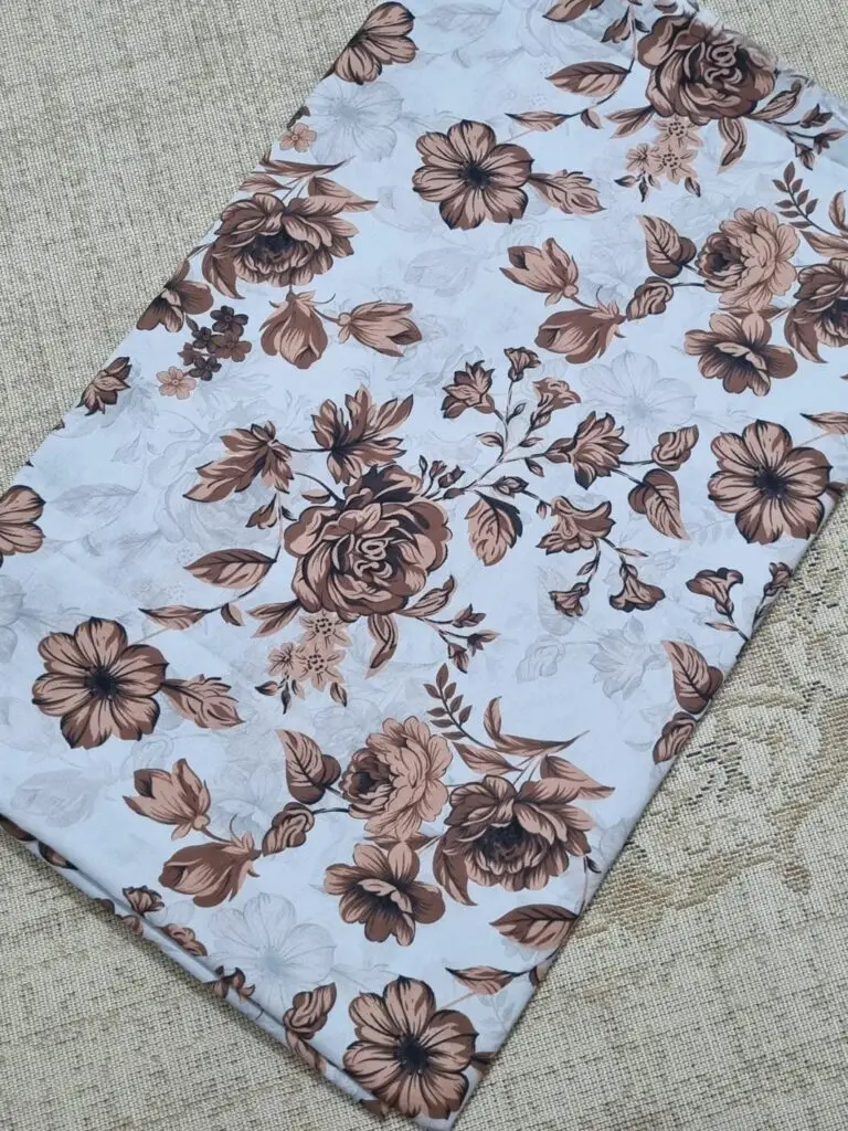 Grey Namaz Chadar with Brown Rose Floral Print